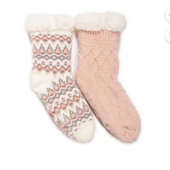 Muk Luks Fuzzy Chenille Plush Cabin Socks, 2 Pack, Size S / M, New with Tag - Picture 2 of 7